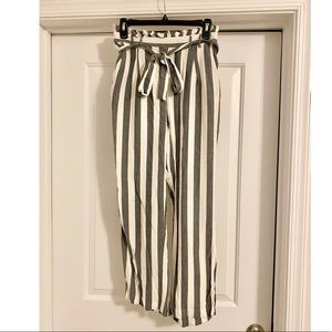 Striped paper bag pants
